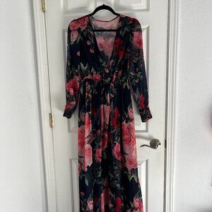 Blue and pink floral dress